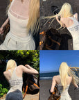 Rase le sol Gothic Letter Mesh Fitted Tank Top