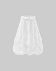 Rase le sol Gathered Puff Skirt With Lace Trim And Tiered Draping