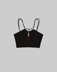 DOINDULGE Reversible Beaded Keyhole Camisole Bell Pendant Crop Top