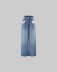 0122stepll Contrast Pocket Wide-Leg Denim Pants