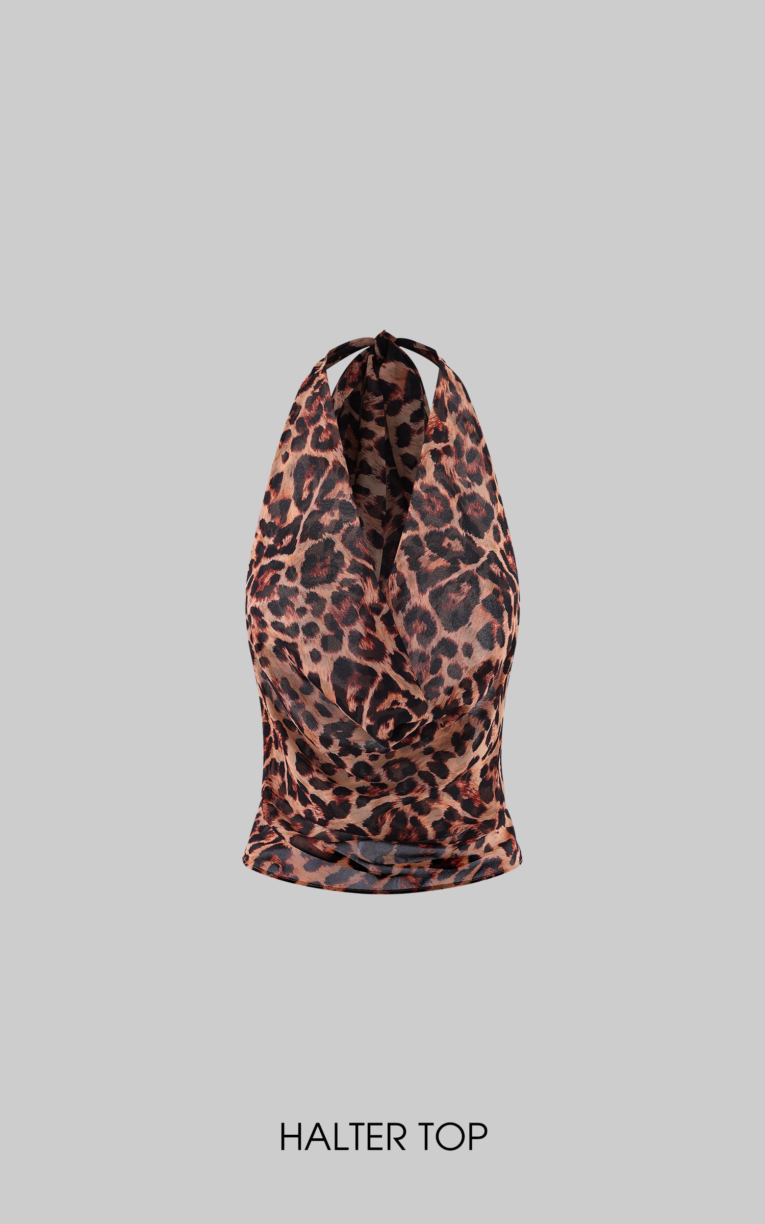 0122stepll Leopard Mesh Halter Top &amp; Sheer Maxi Skirt Set