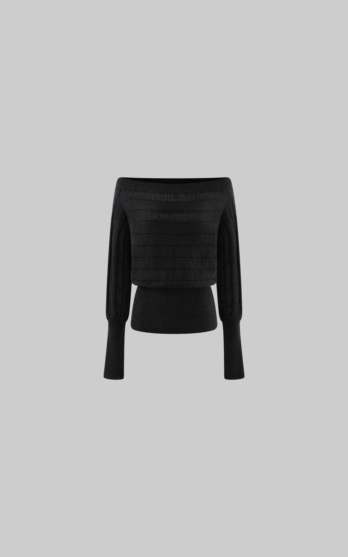 Rase le sol Pull en maille texturé à épaules dénudées et taille cintrée