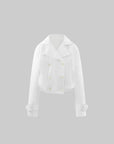 ROVENTE Cropped Double-Breasted Trench Jacket with Structured Lapels and Buckled Cuffs