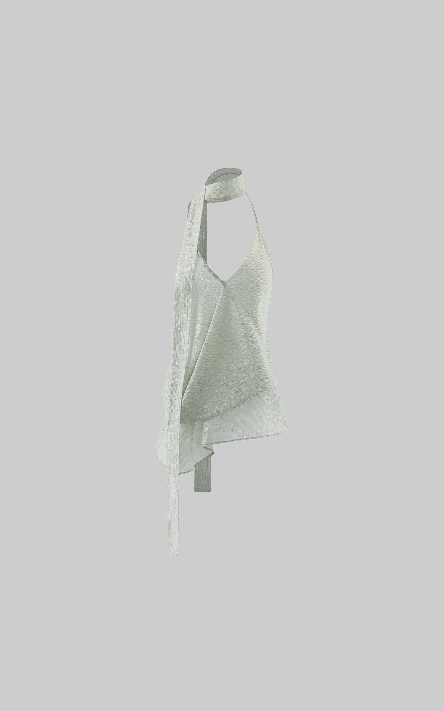 0122stepll Draped Halter Neck Tie Top