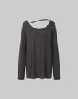 IAMXIAA Striped Off-Shoulder Long Sleeve Top with Back Strap Detail