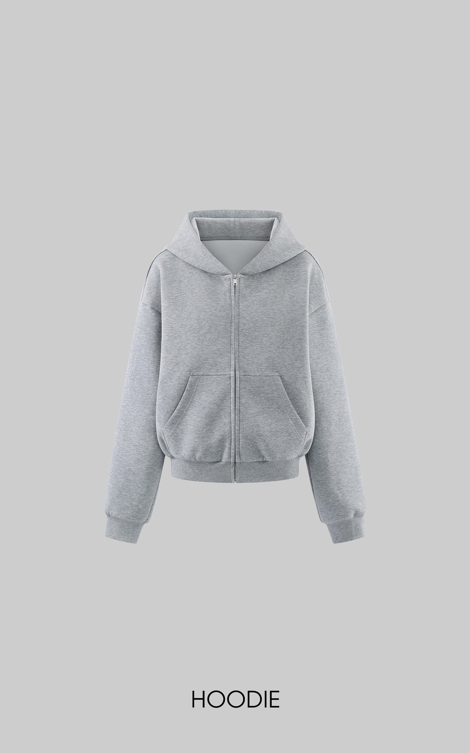 Hydrae Soft Grey Oversized Zip Hoodie &amp; Wide-Leg Drawstring Sweatpants Two-Piece Set