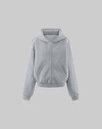 Hydrae Soft Grey Oversized Zip Hoodie & Wide-Leg Drawstring Sweatpants Two-Piece Set