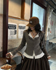 WARDEN EDGE Faux-Layered Asymmetric Knit Cardigan