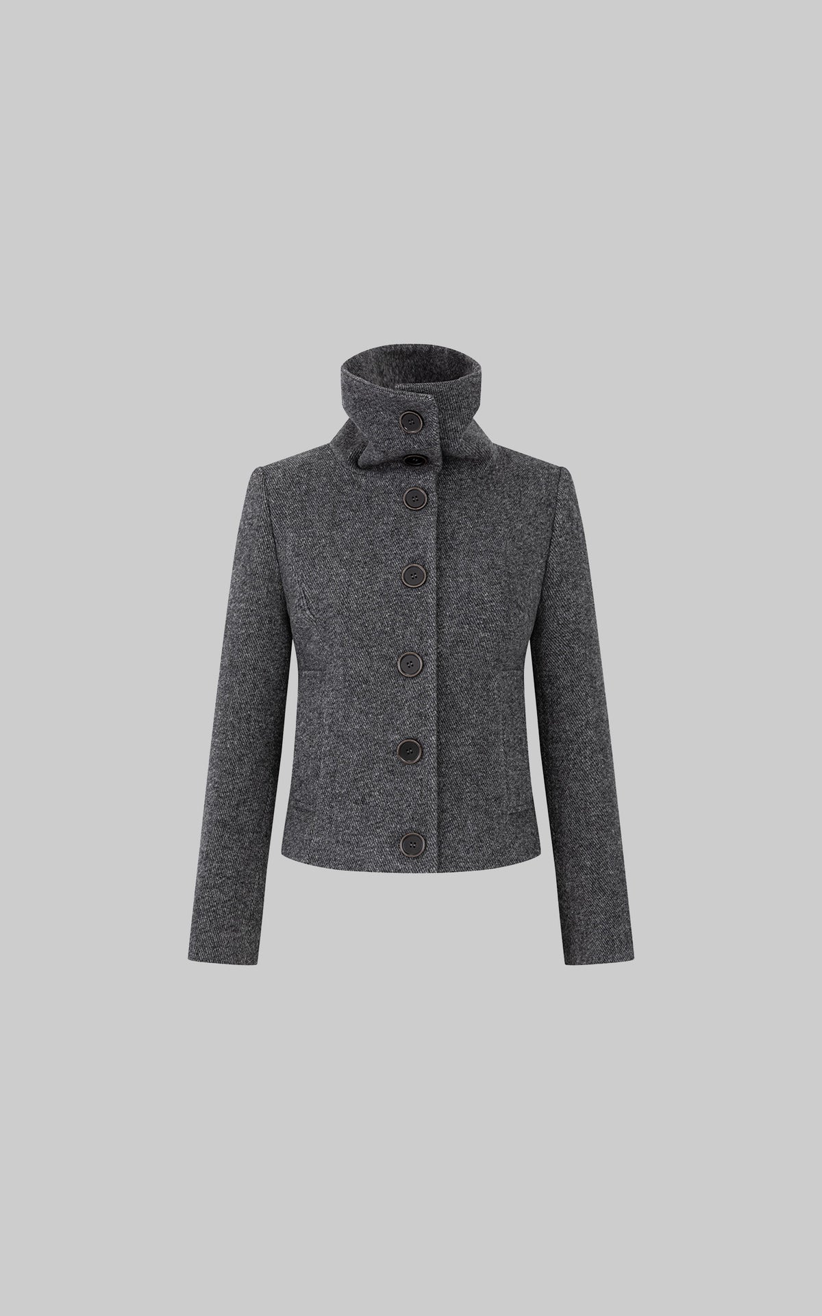 IAMXIAA Sculpted Funnel-Neck Fitted Jacket with Structured Shoulders