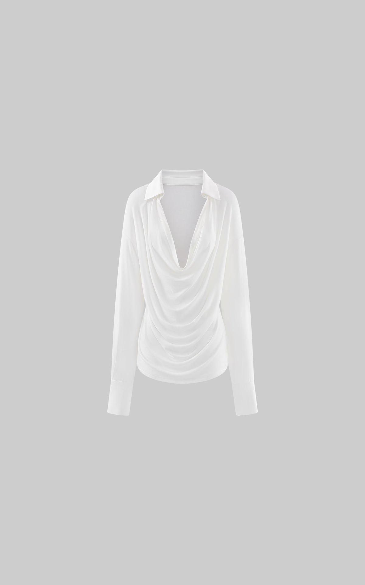 0122stepll Draped Cowl Neck Knit Long Sleeve Top