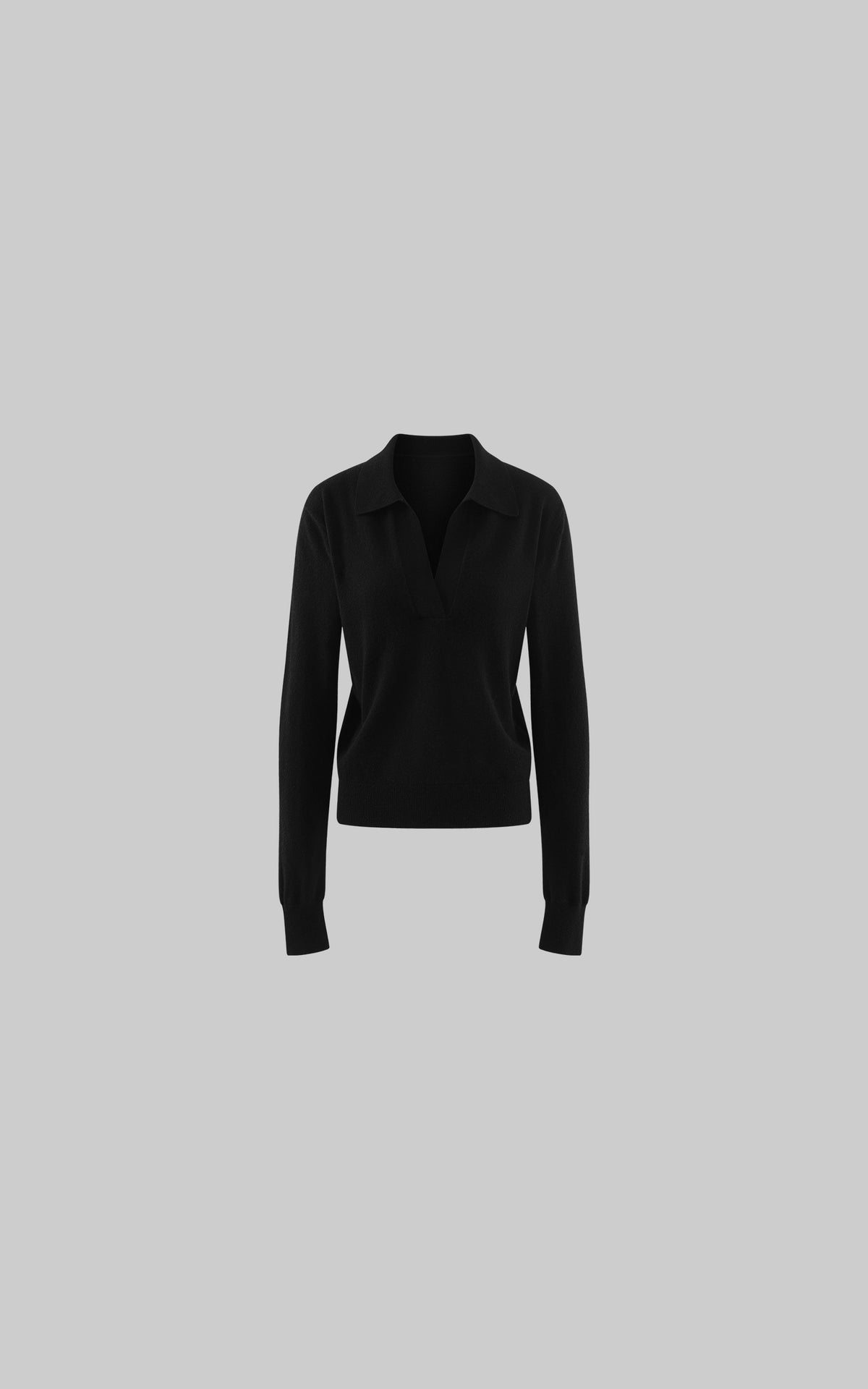 ROVENTE Black Open-Collar Fine Knit Sweater