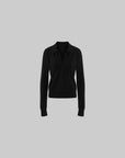 ROVENTE Black Open-Collar Fine Knit Sweater