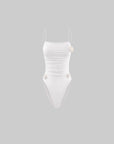 0122stepll Ruched Rose Detail Bodysuit
