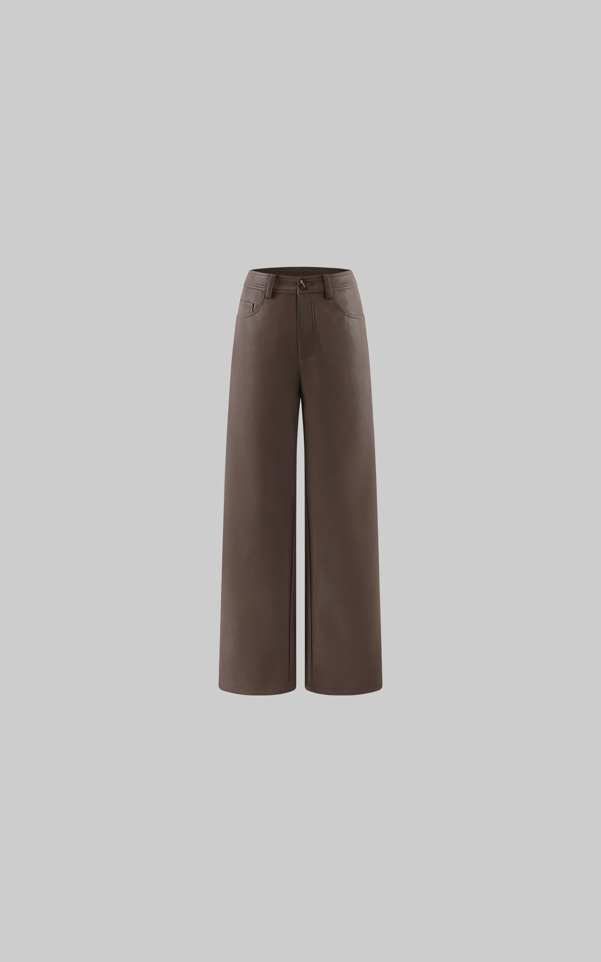 ROVENTE Pantalon large taille haute en similicuir