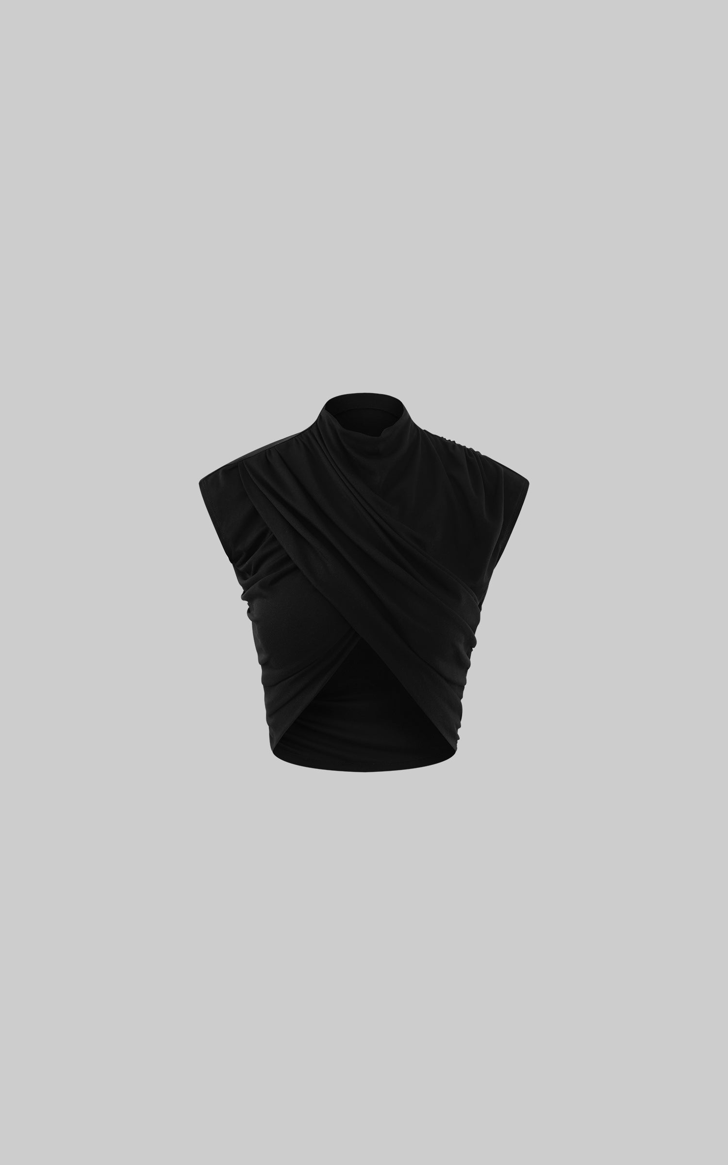 ROVENTE Draped Cross Halter Crop Top