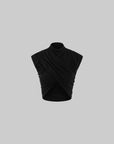 ROVENTE Draped Cross Halter Crop Top