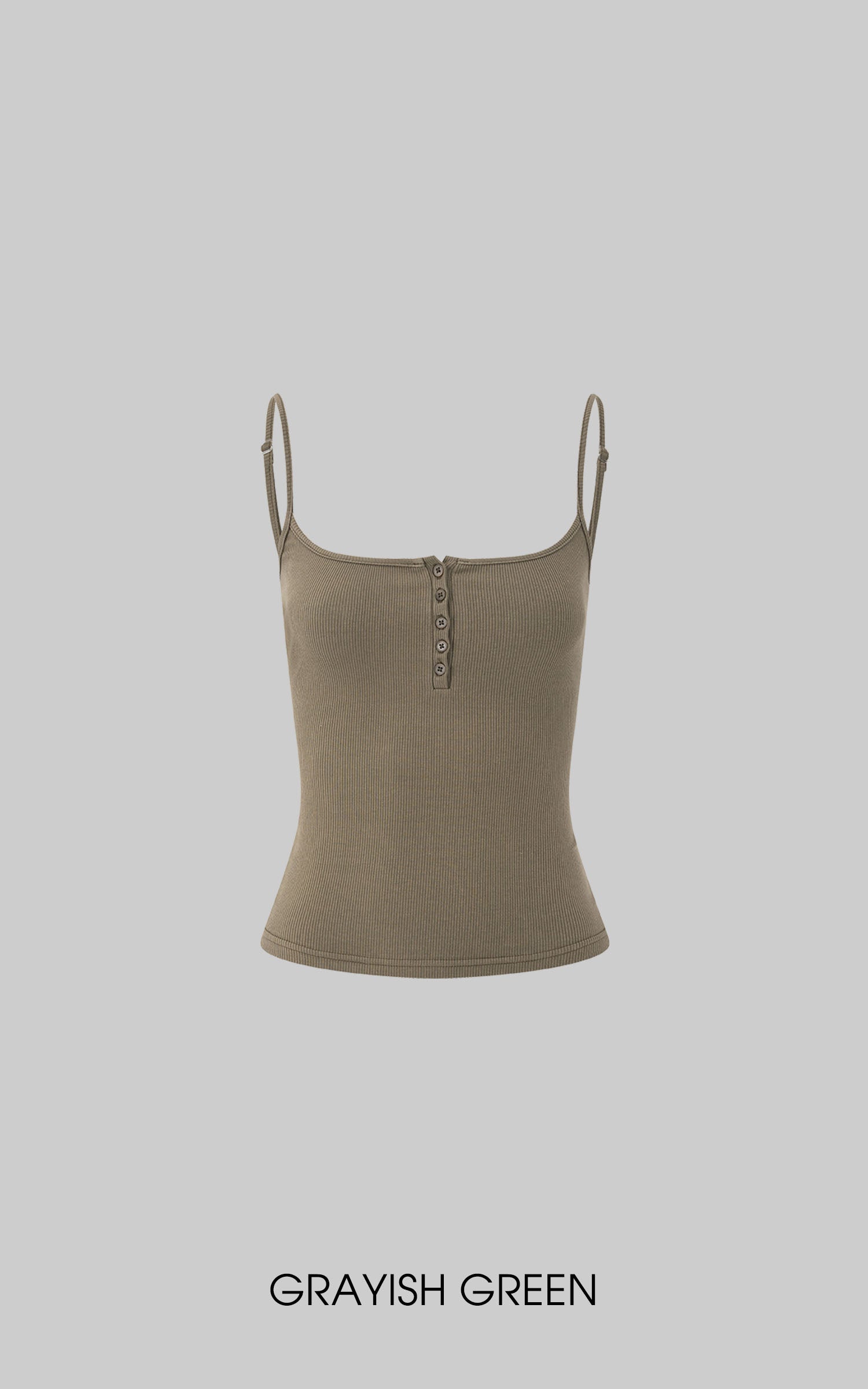 IAMXIAA Ribbed Button Fitted Camisole Top