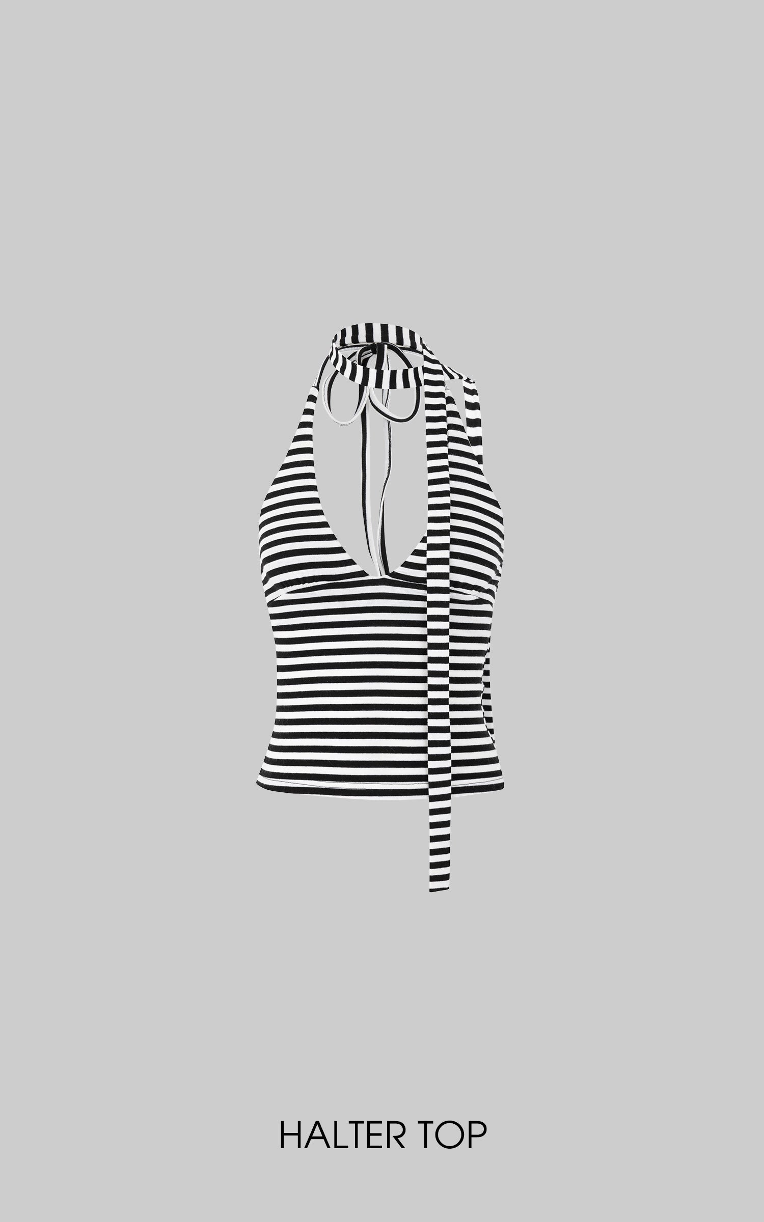 IAMXIAA Striped Halter Neck Flare Pants Set