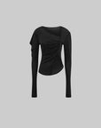 Rase le sol Asymmetric Draped Sheer Top