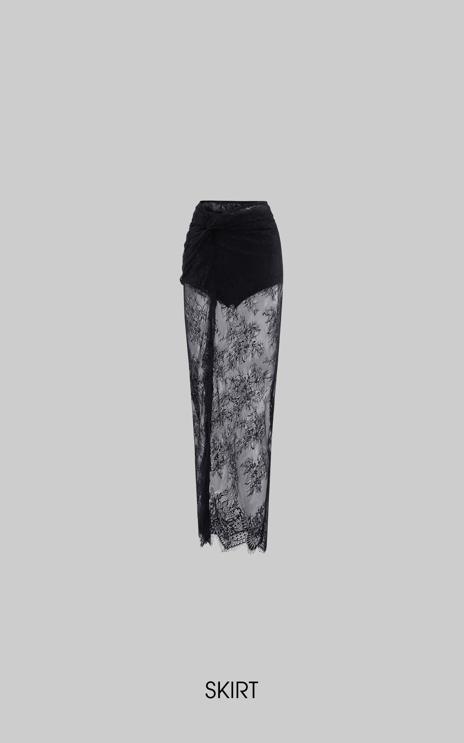 0122stepll Scarf Slip Dress &amp; Sheer Lace Skirt Set