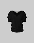 IAMXIAA Off-Shoulder Layered Effect Tee Short Sleeve Casual Loose Fit Top