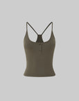 IAMXIAA Ribbed Button Tank and Wide Leg Drawstring Pants Two-Piece Set