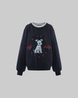WARDEN EDGE Off Duty Graphic Sweatshirt & Lace Ruffle Mini Skirt Set