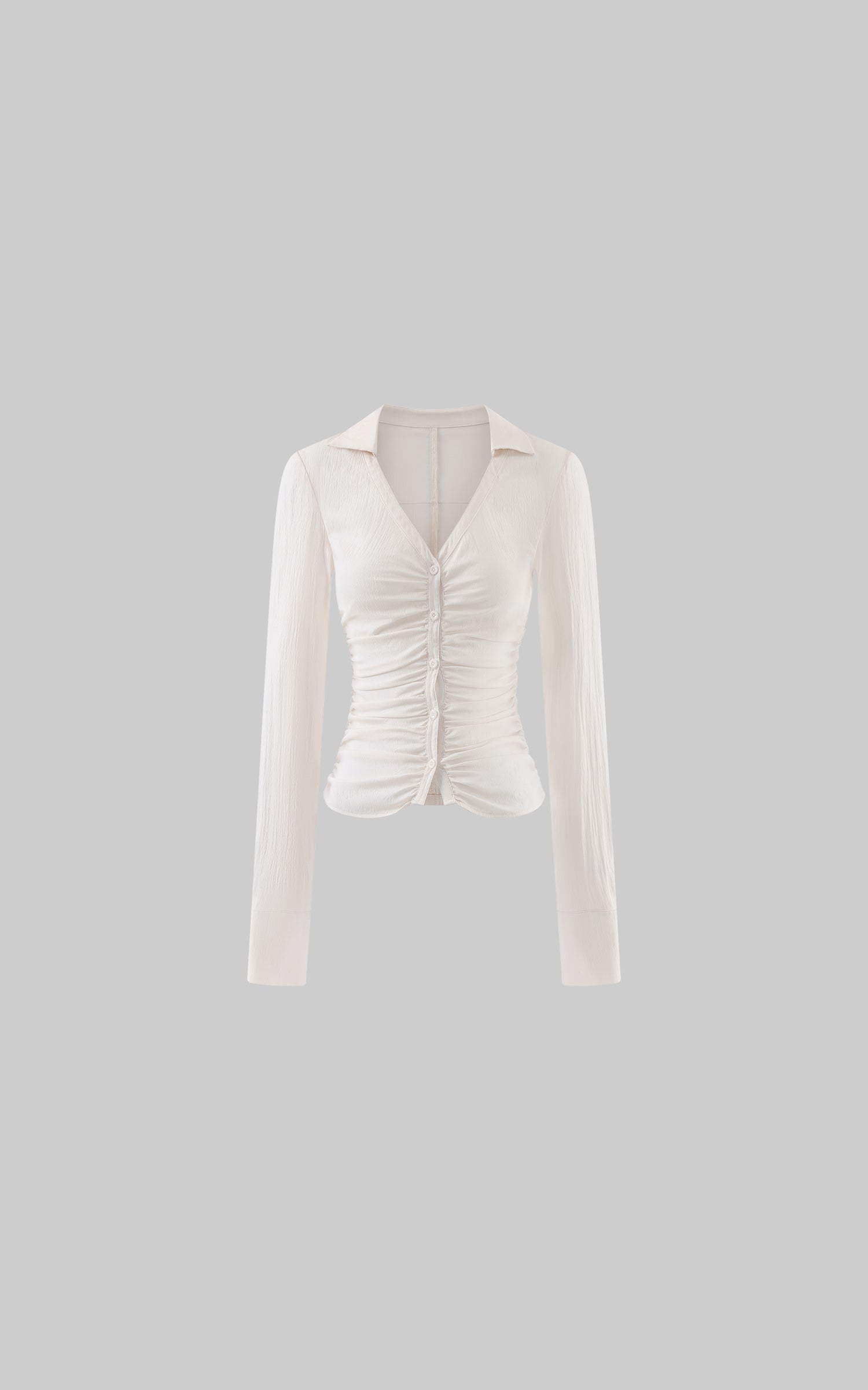 Rase le sol Ruched Fitted Long-Sleeve Shirt