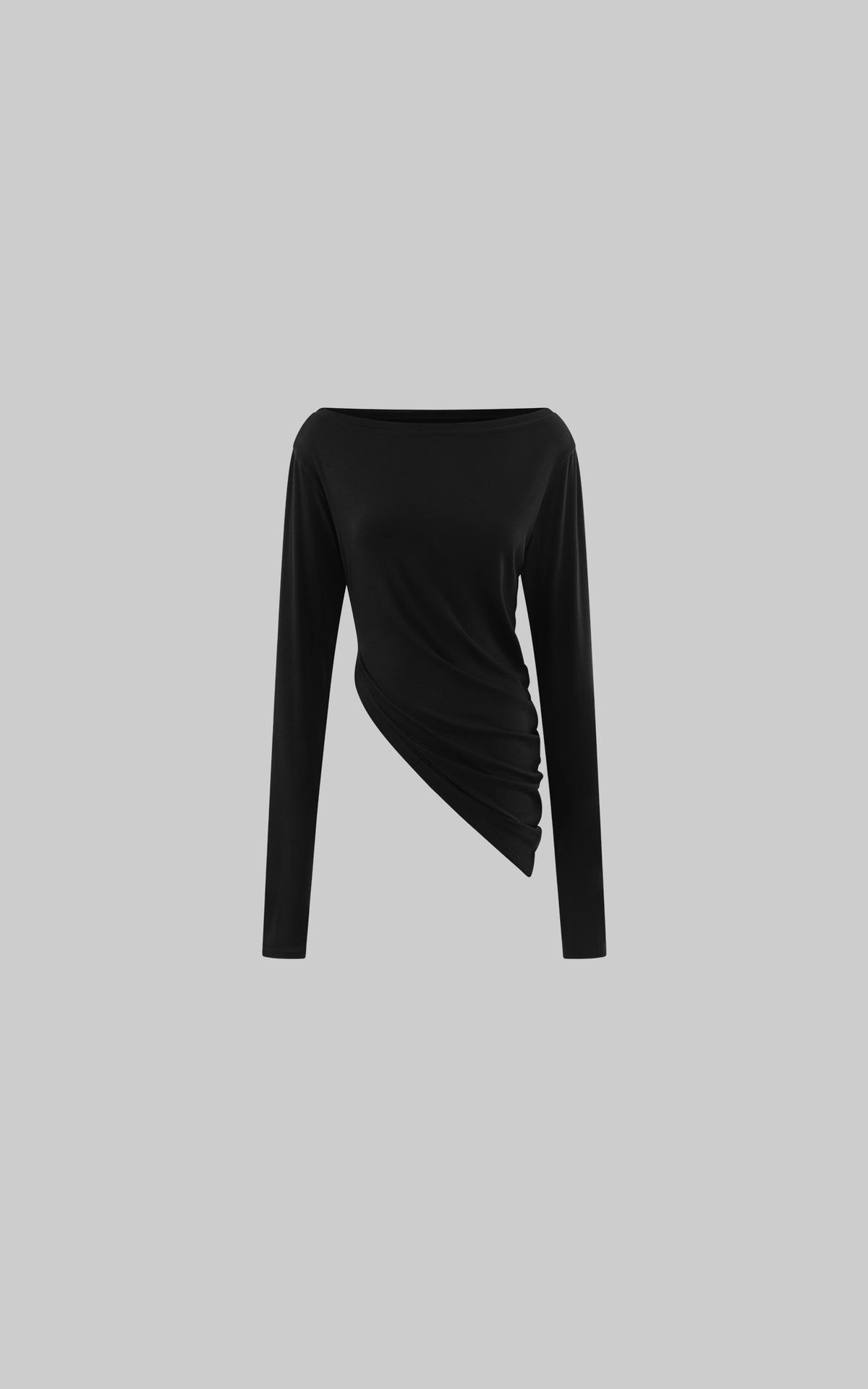 0122stepll Asymmetric Draped Off-Shoulder Long Sleeve Top