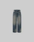 IAMXIAA Vintage Wash Grommet Baggy Jeans