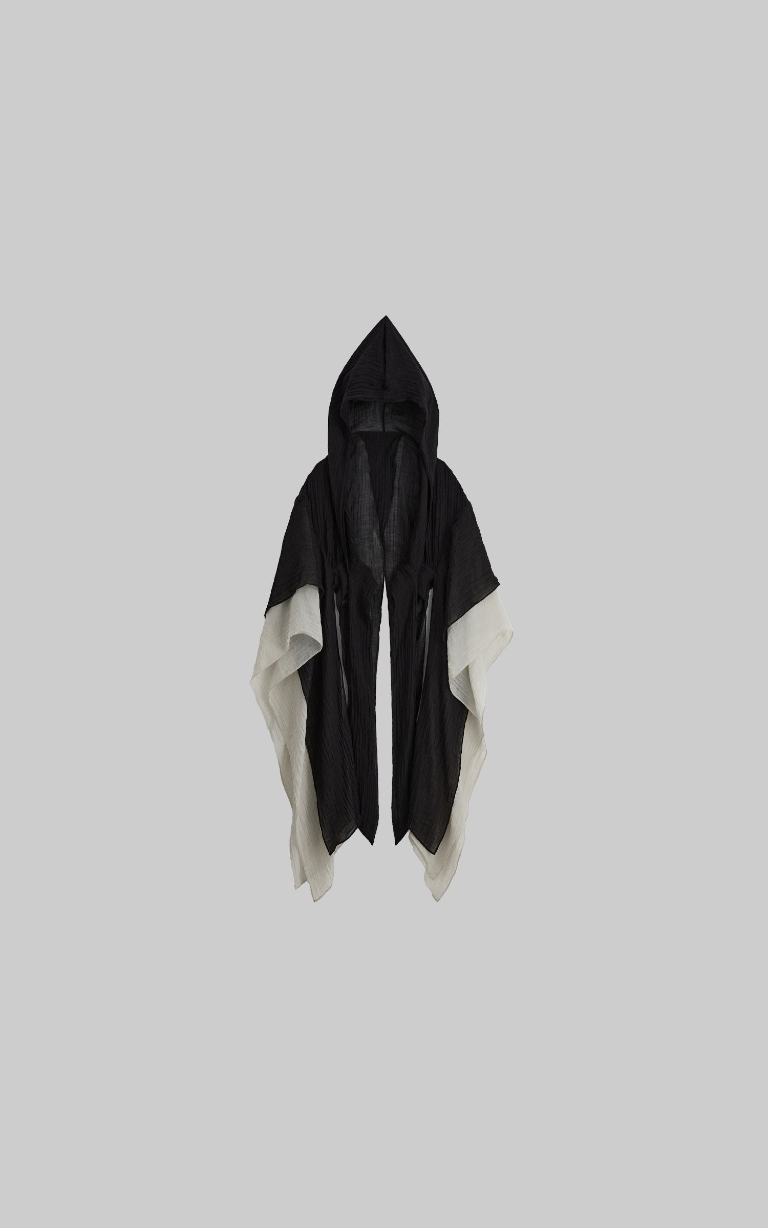 DOINDULGE Pleated Hooded Sheer Layered Outerwear