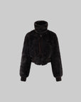 WARDEN EDGE High-Collar Cropped Faux Fur Bomber Jacket