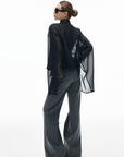 IAMXIAA Sheer Flowing Chiffon Top with Scarf Detail
