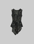 DOINDULGE Gothic Belted Waist Vest Top