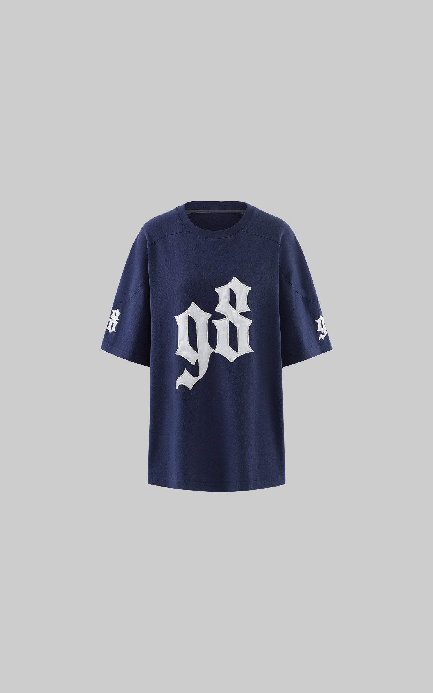 Rase le sol Gothic Number Appliqué Washed Oversized T-Shirt