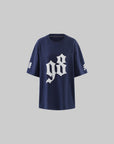 Rase le sol Gothic Number Appliqué Washed Oversized T-Shirt