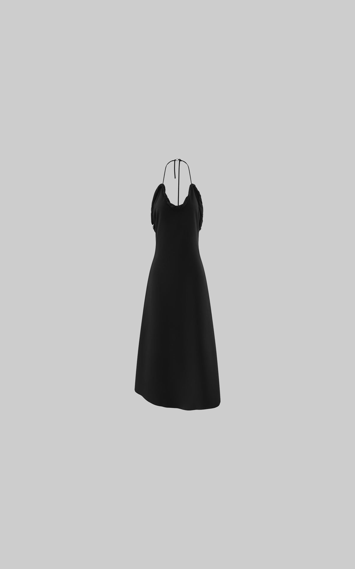 0122stepll Ruched Halter Cowl Midi Dress