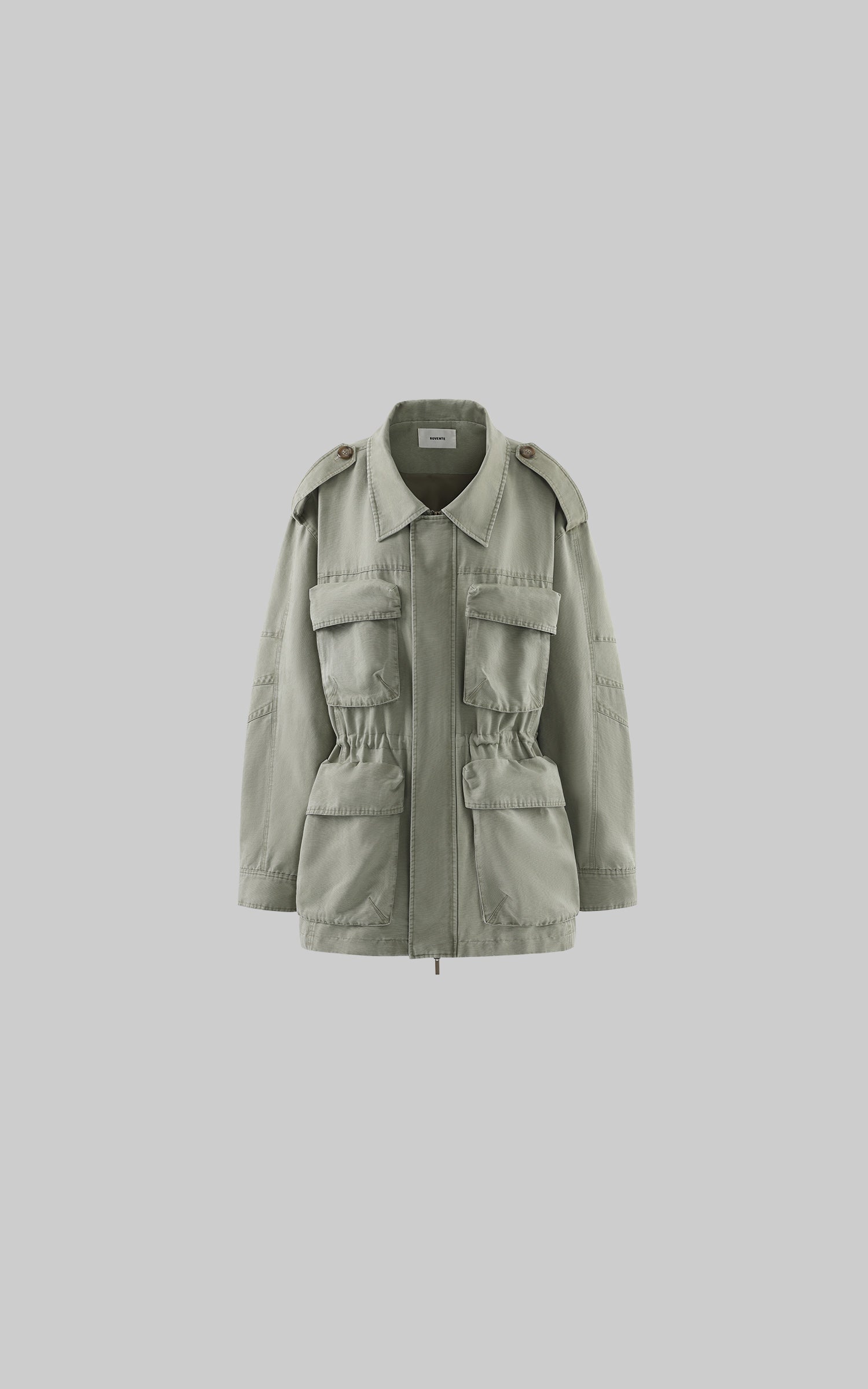 ROVENTE Washed Utility Cinch-Waist Field Jacket
