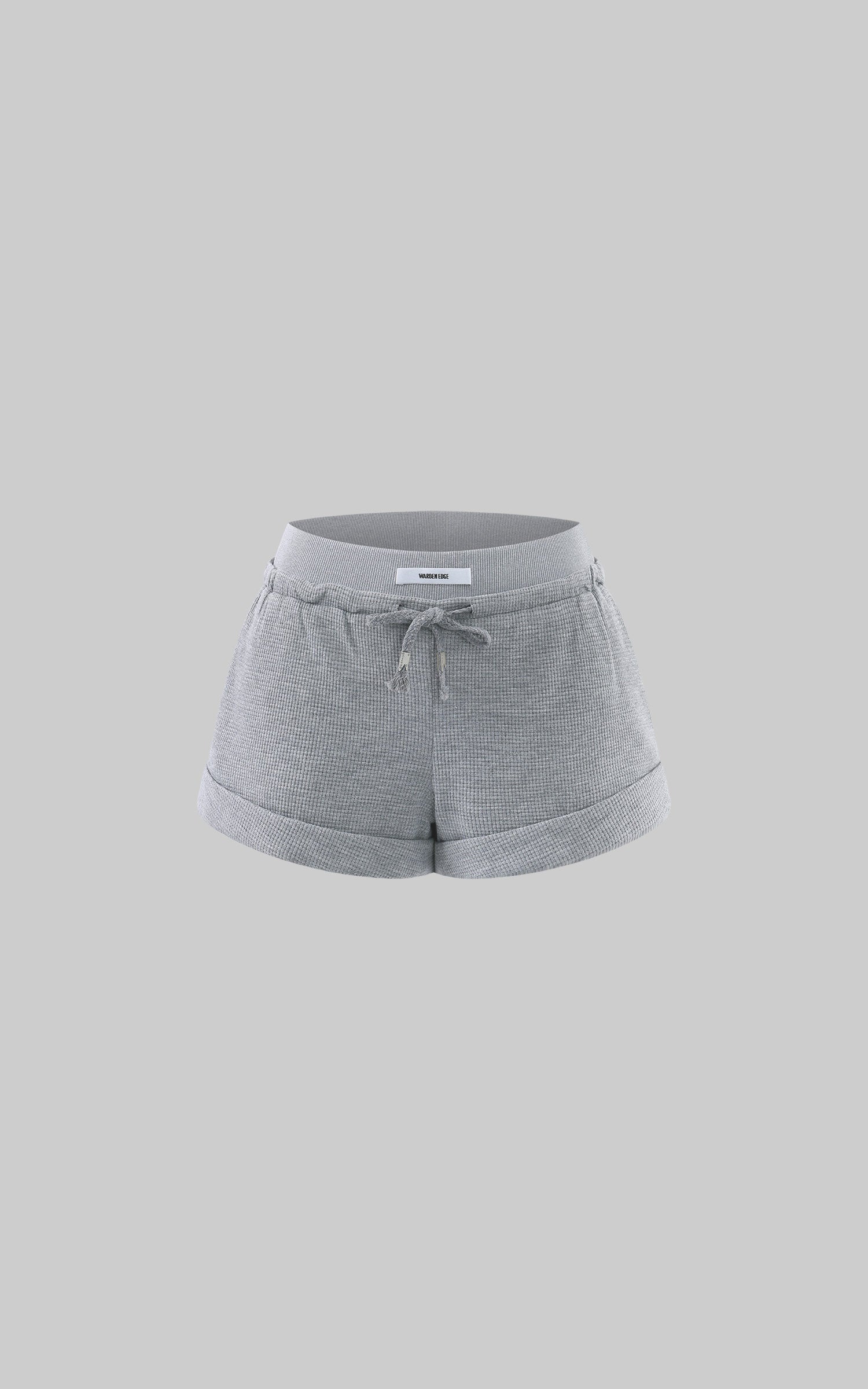WARDEN EDGE Waffle Crop Tee &amp; Drawstring Shorts Set