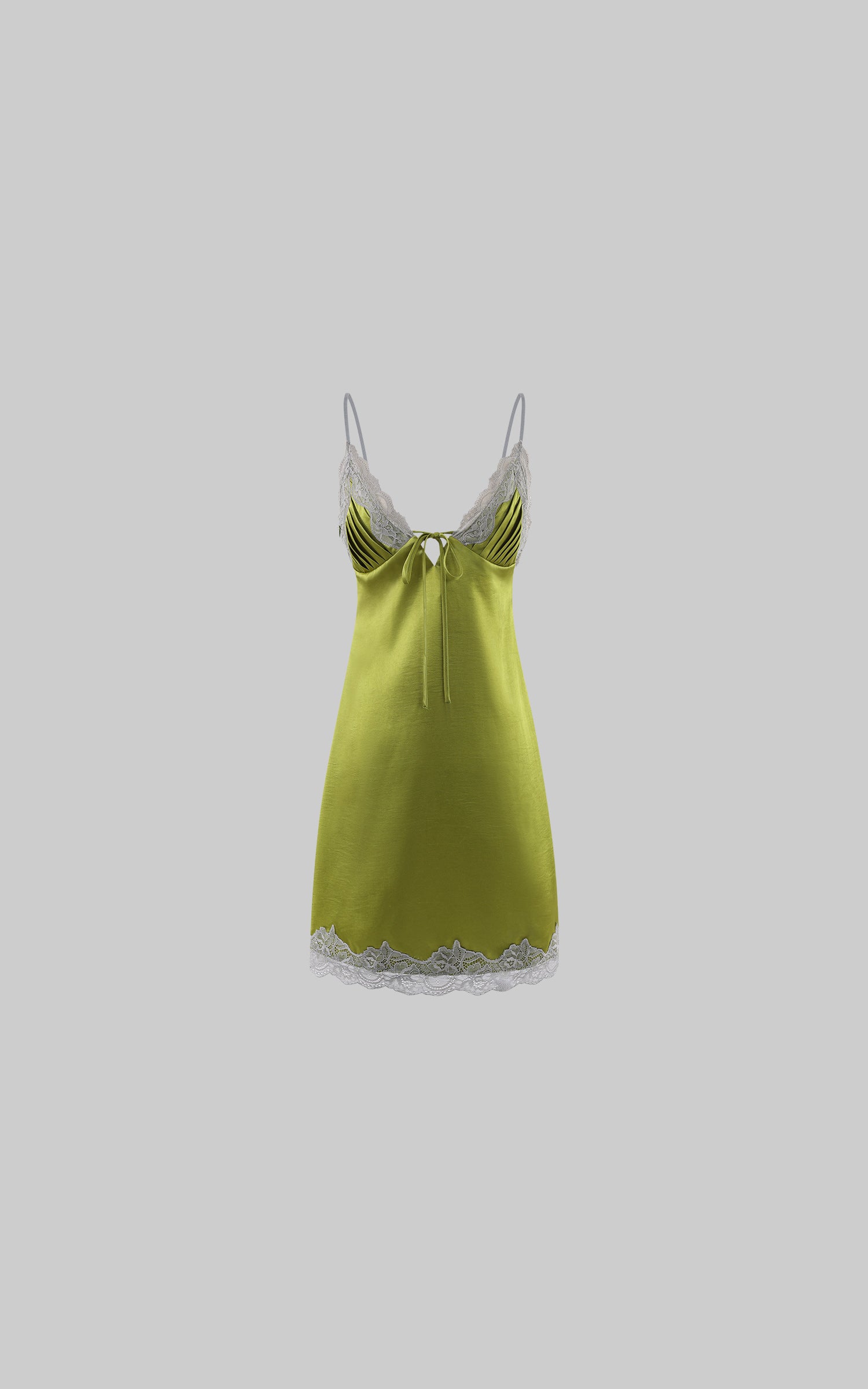 ROVENTE Lace Trim Satin Mini Dress