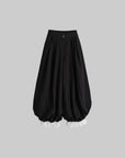 DOINDULGE Low-Rise Pleated Wide-Leg Balloon Pants