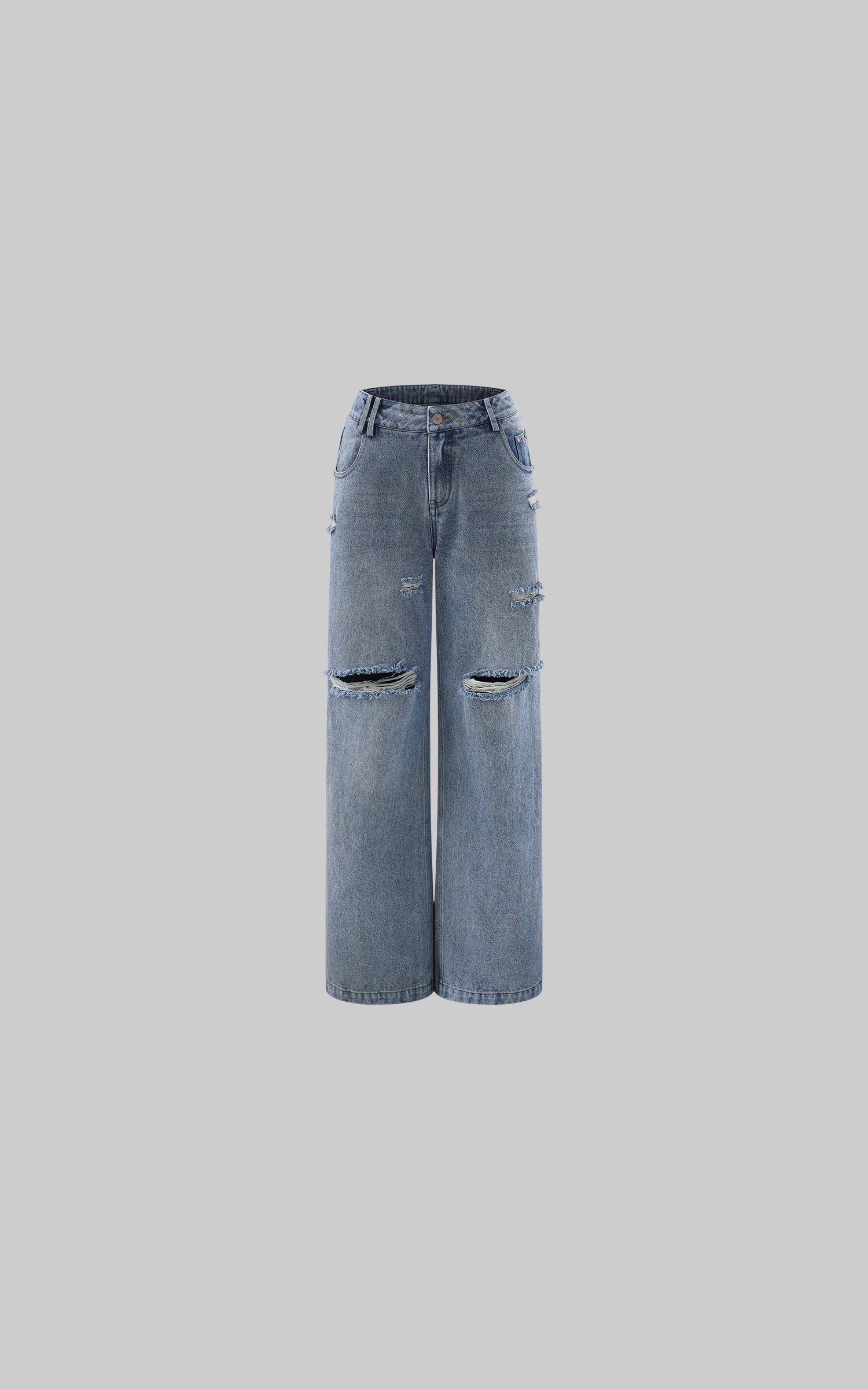 Rase le sol Distressed Low-Rise Wide-Leg Jeans