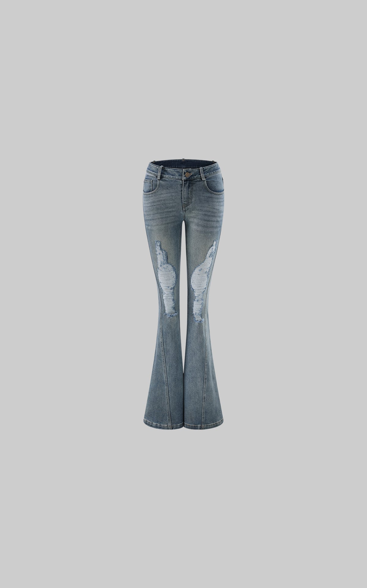 Rase le sol Distressed Low-Rise Flared Denim Pants