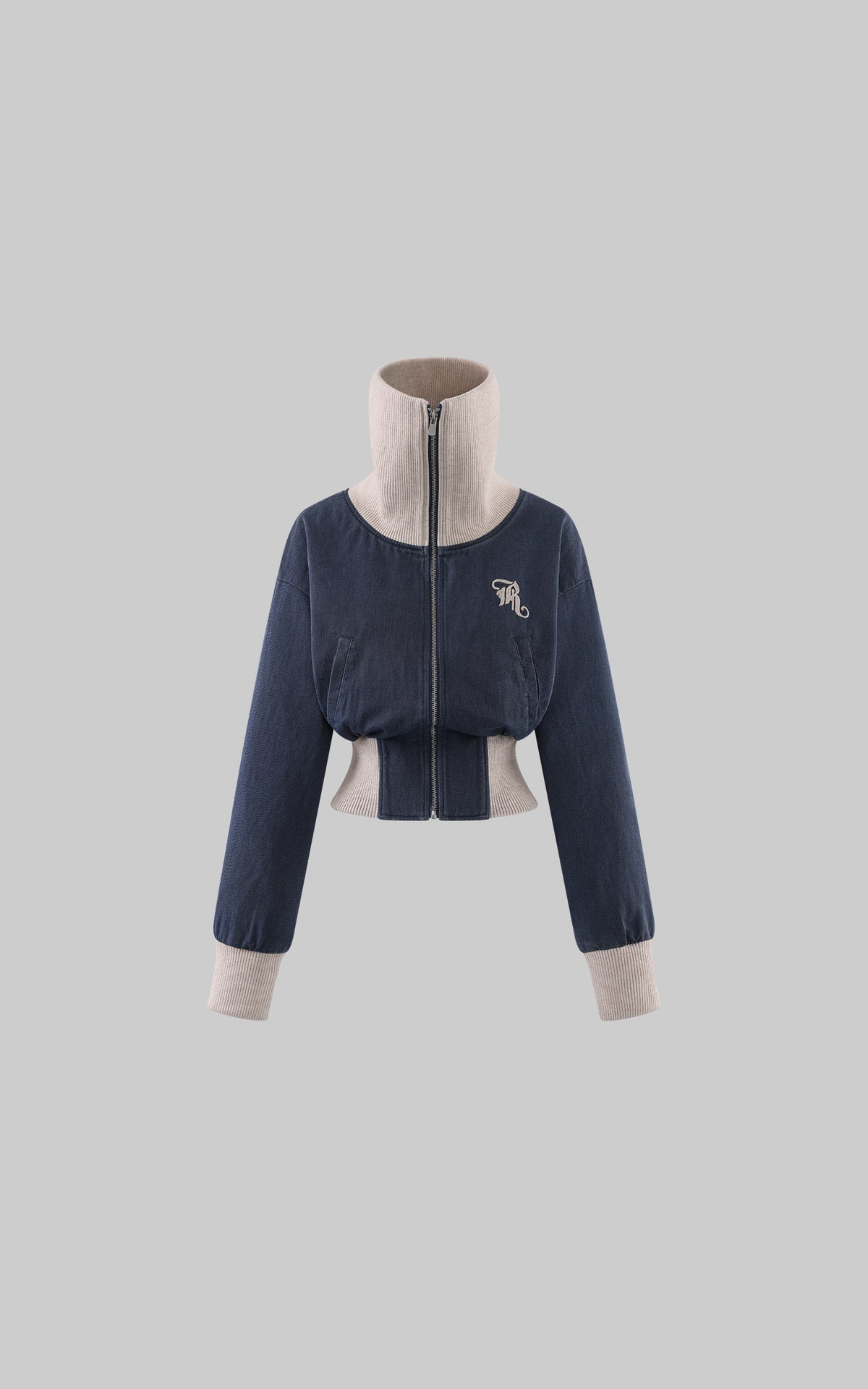 Rase le sol Sculpted High-Neck Corset Denim Jacket