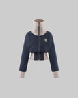 Rase le sol Sculpted High-Neck Corset Denim Jacket