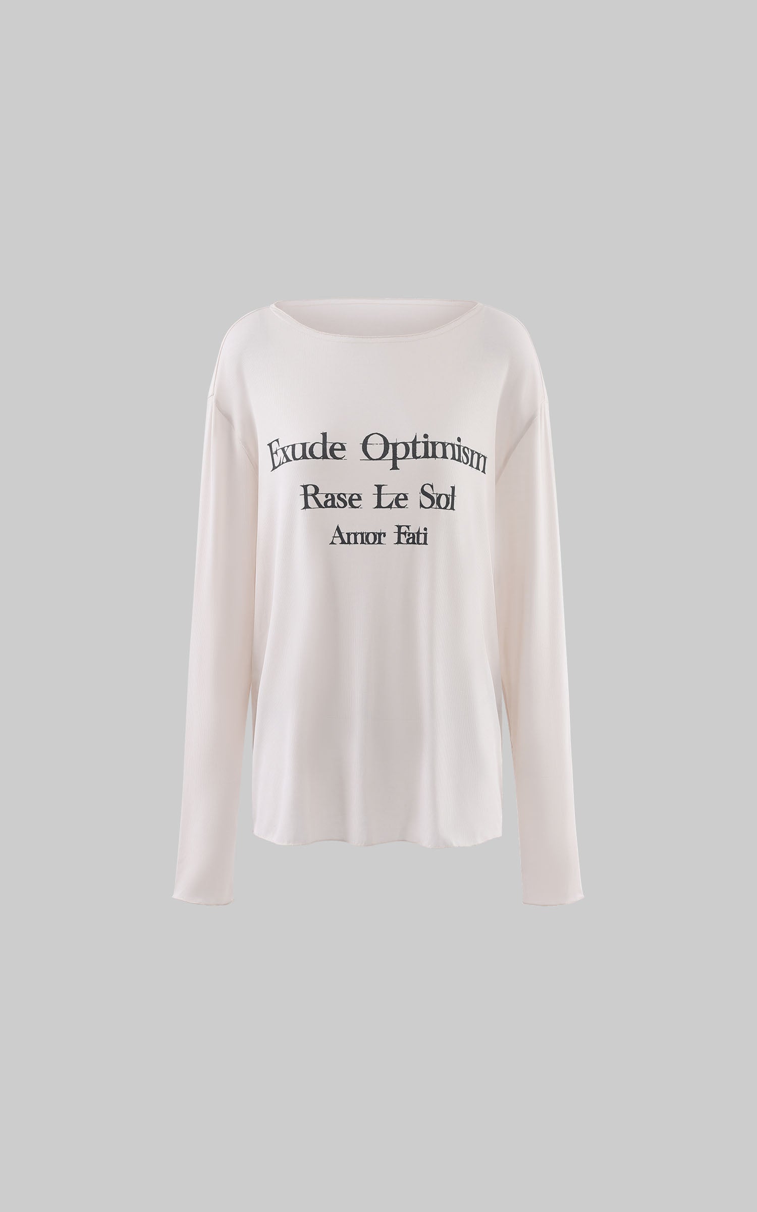 Rase le sol Exude Optimism Sheer Wide-Neck Long Sleeve Top