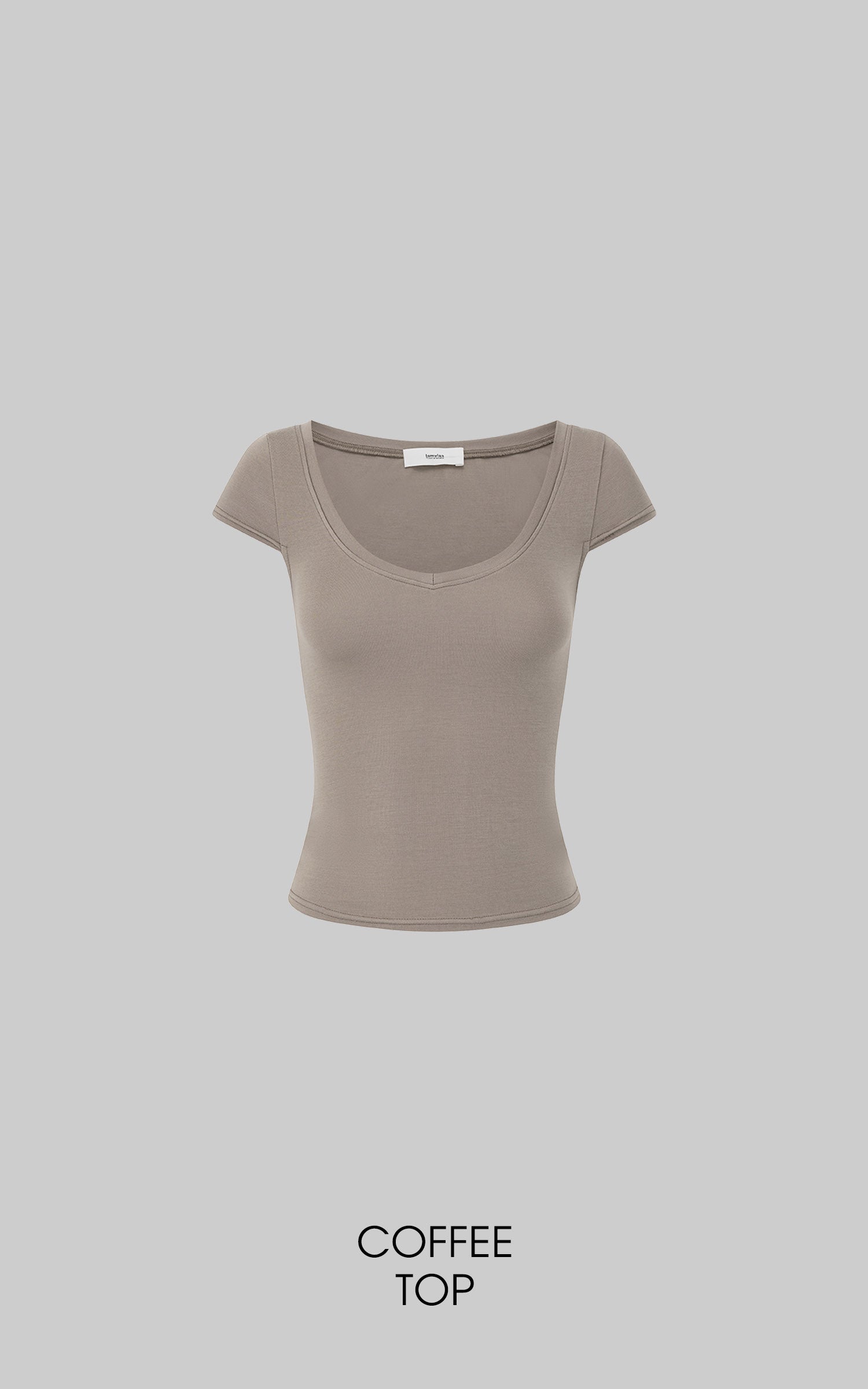 IAMXIAA Soft Stretch V-Neck Body-Hugging Cap Sleeve Top
