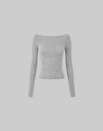 IAMXIAA Off-Shoulder Slim Long Sleeve Knit Top
