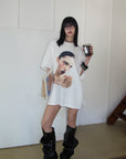 0122stepll グラフィックポートレートオーバーサイズTシャツ