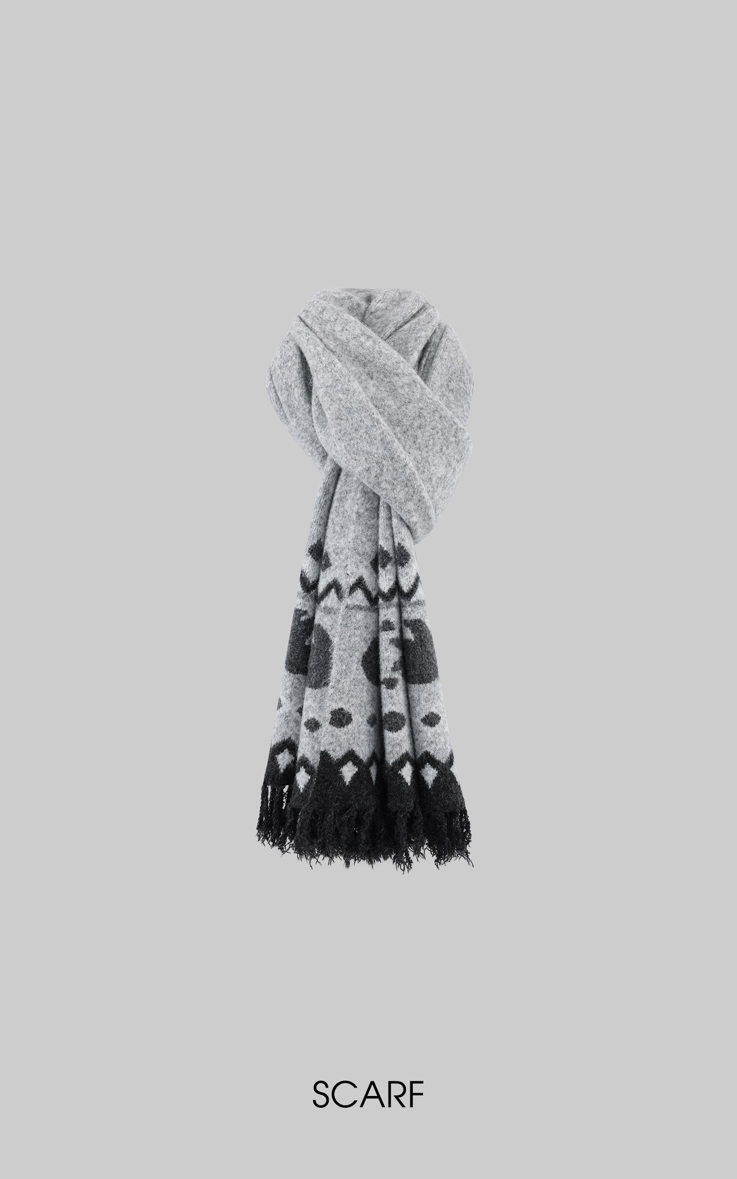 WARDEN EDGE 폴라 자카드 니트 스웨터 &amp; 스카프 세트